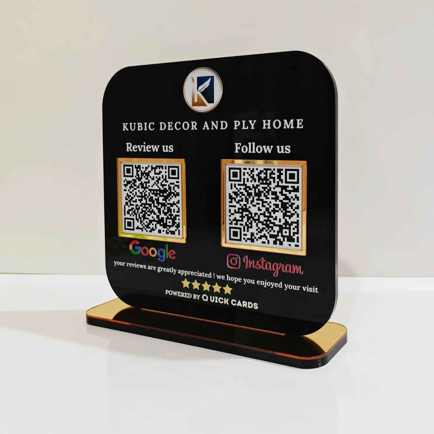 Premium 2 QR black standee - Quick Cards