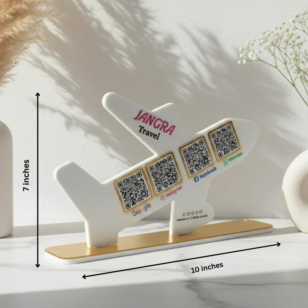 Airplane Shape 4 QR Standee - Quick Cards