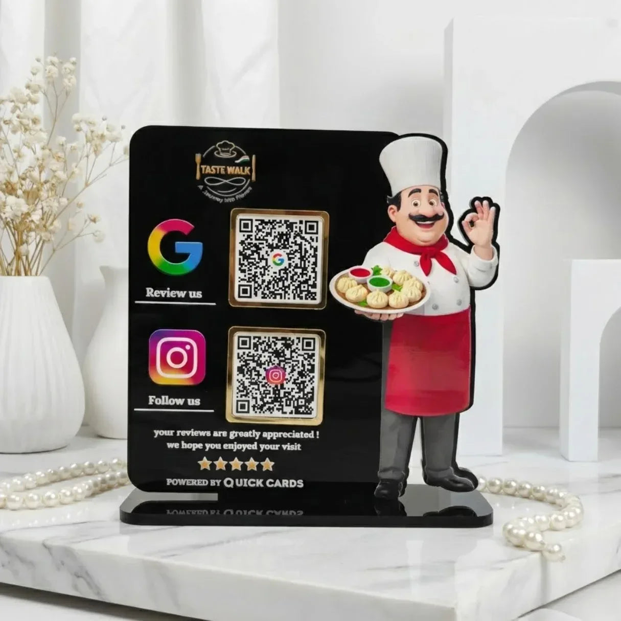Restaurant 2 QR Standee Black - Quick Cards