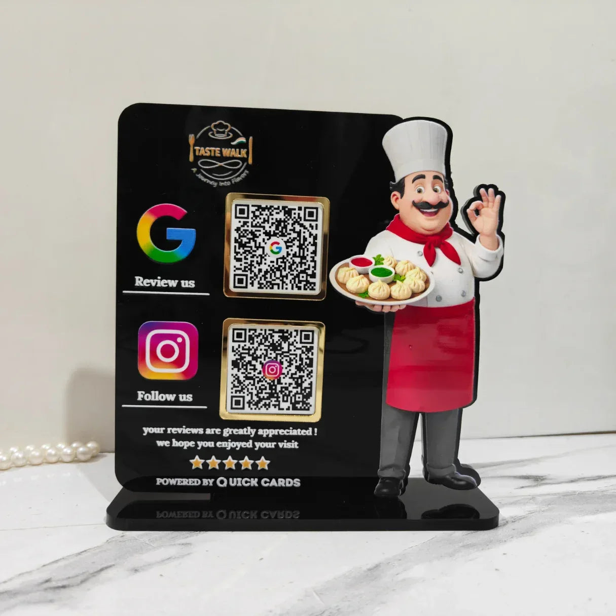 Restaurant 2 QR Standee Black - Quick Cards