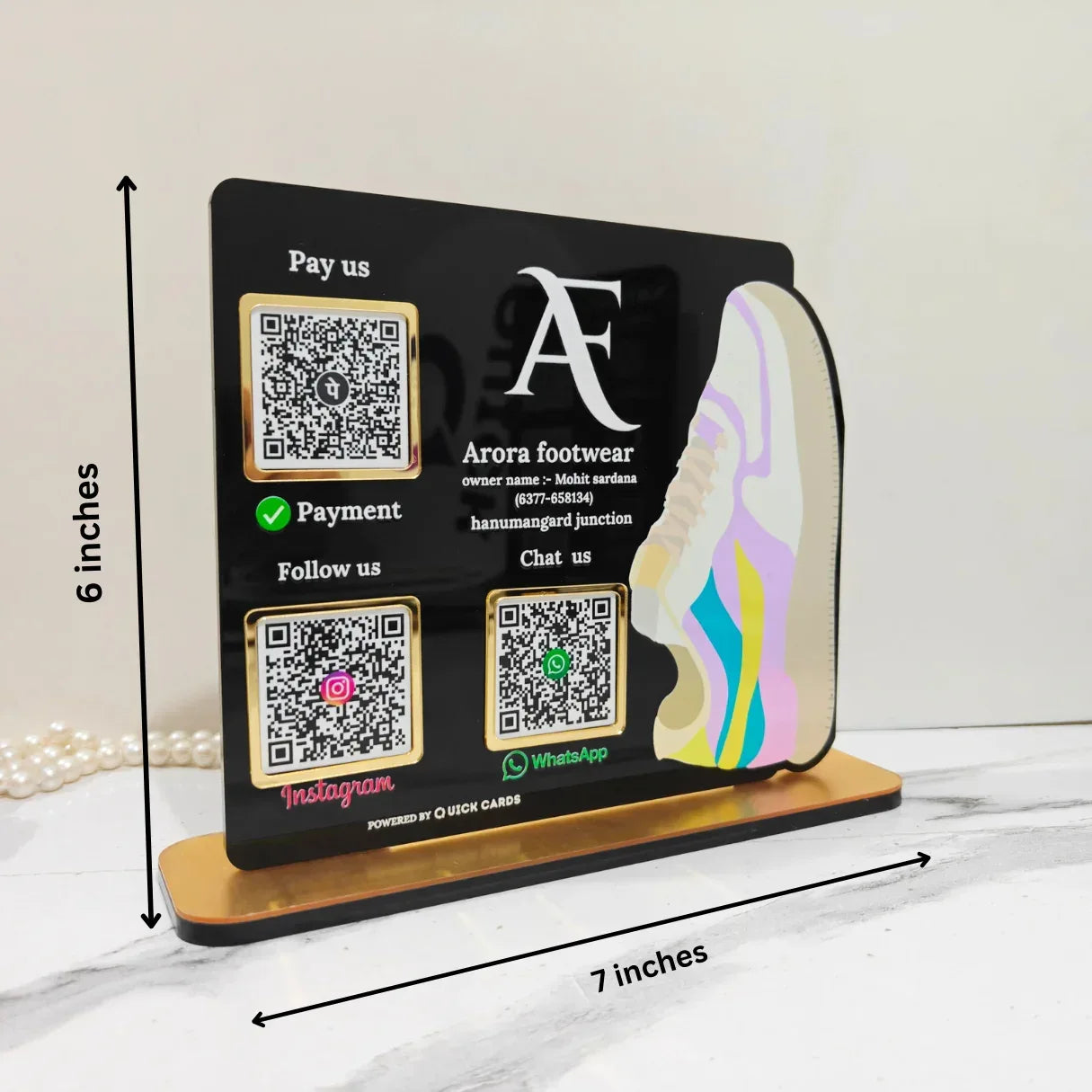 Footwears 3 QR Standee Black - Quick Cards