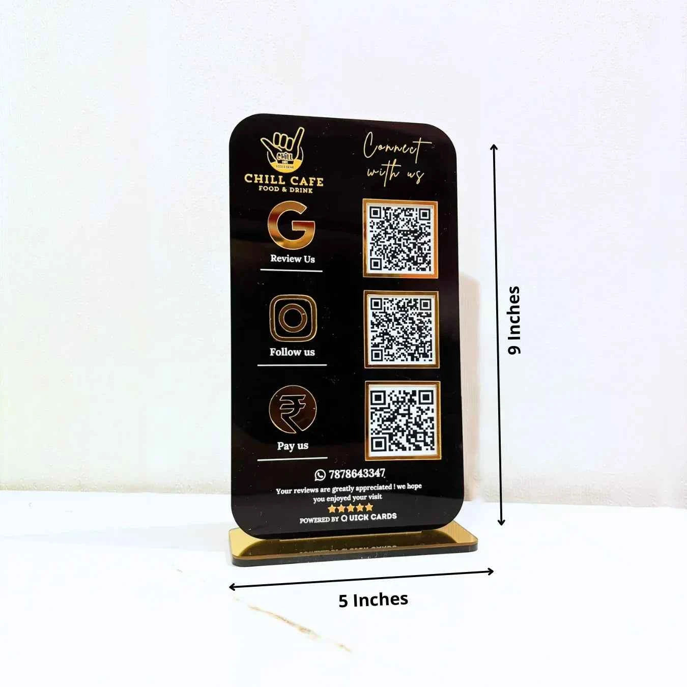 3 QR Vertical Black Standee - Quick Cards