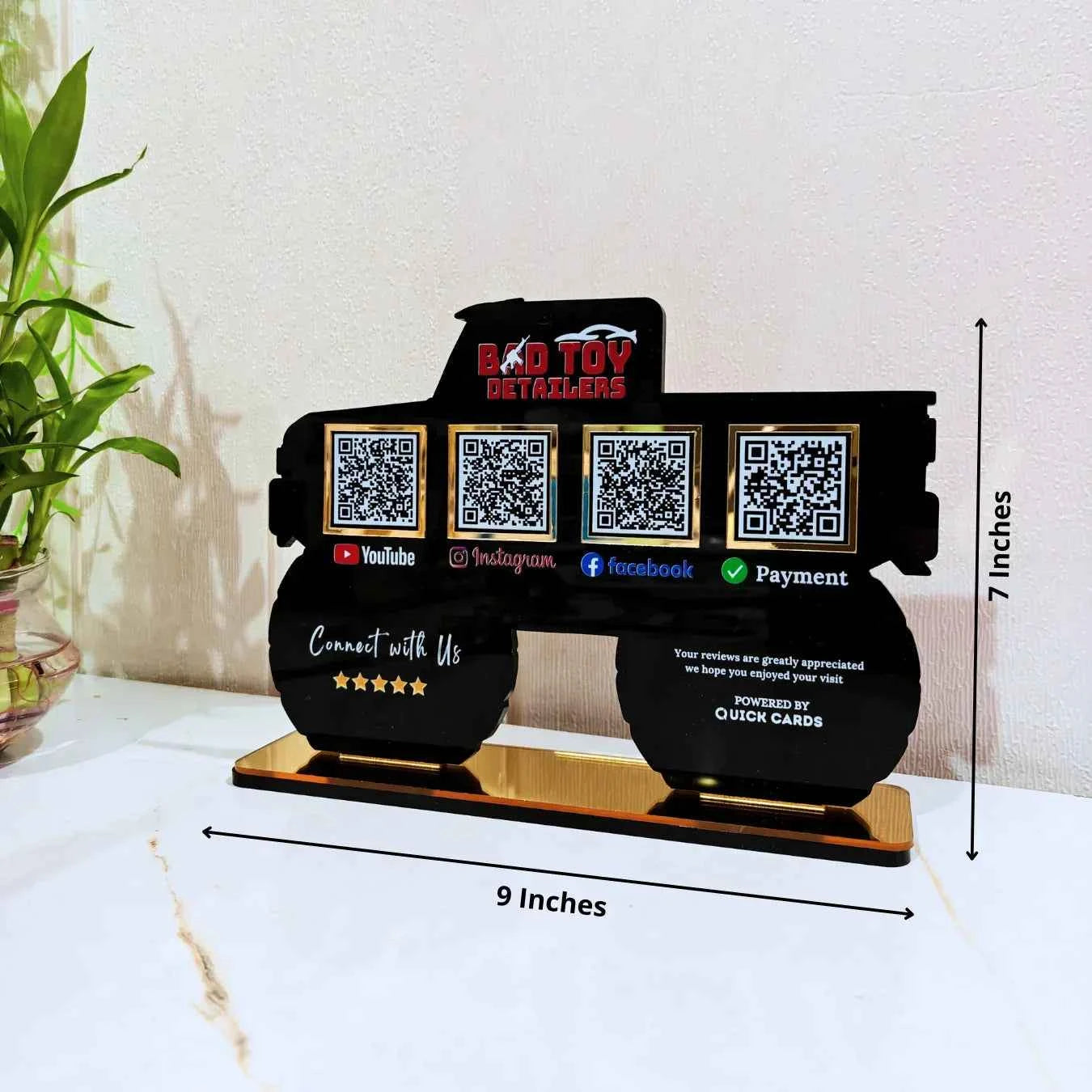 4 QR Premium Black Car shape Standee - Quick Cards