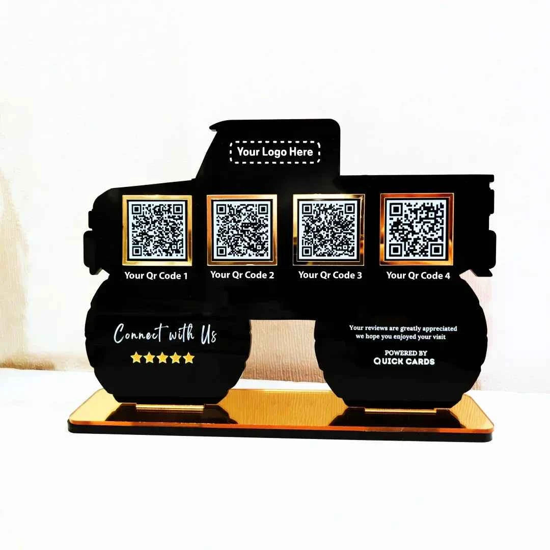 4 QR Premium Black Car shape Standee - Quick Cards