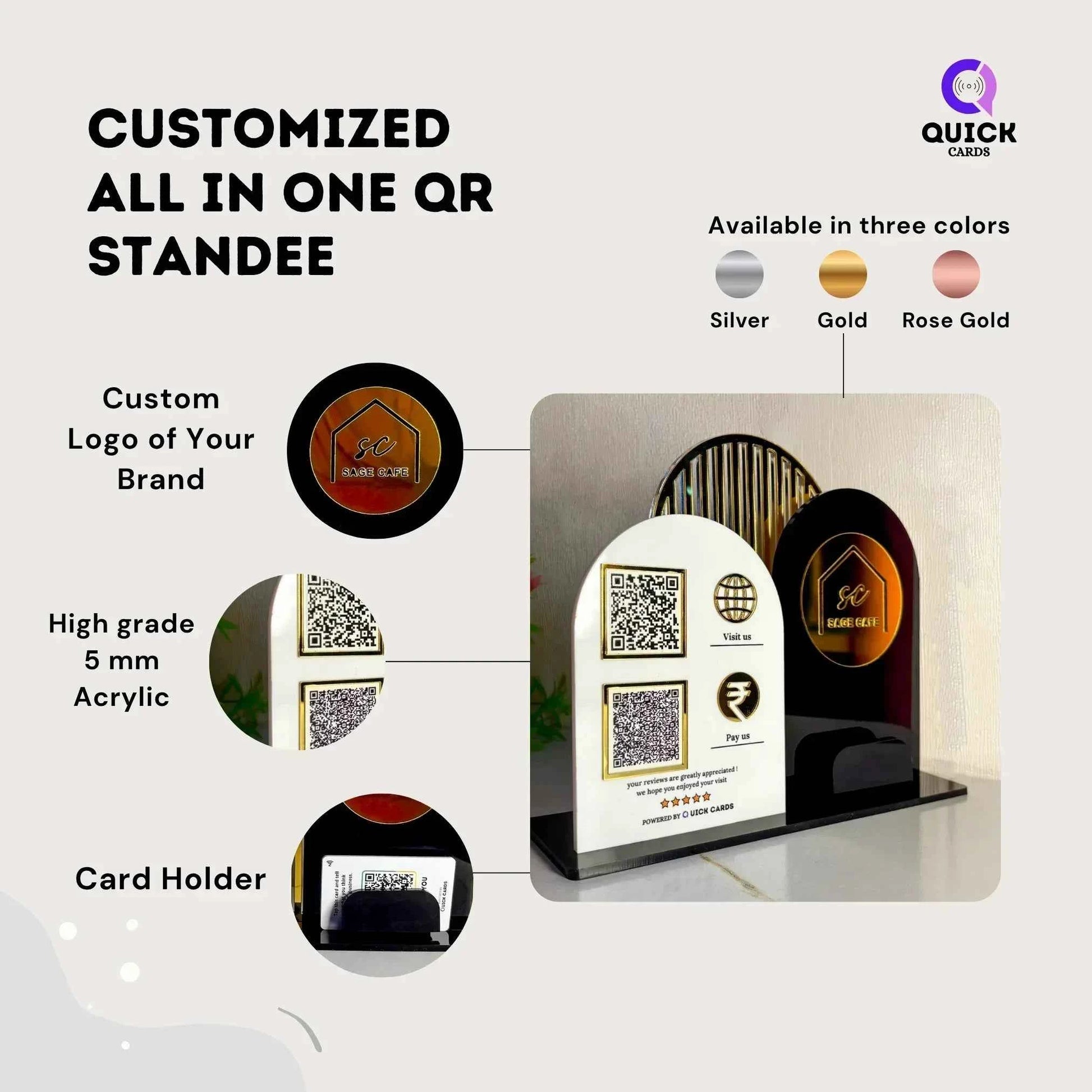 2 QR all in one Customized Premium Stand - Quick Cards