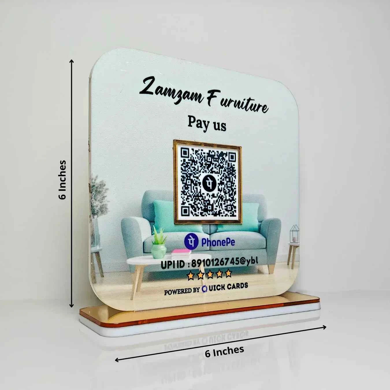 1 QR Payment Stand for Businesses, Phonepe, Paytm, Google Pay - Quick Cards