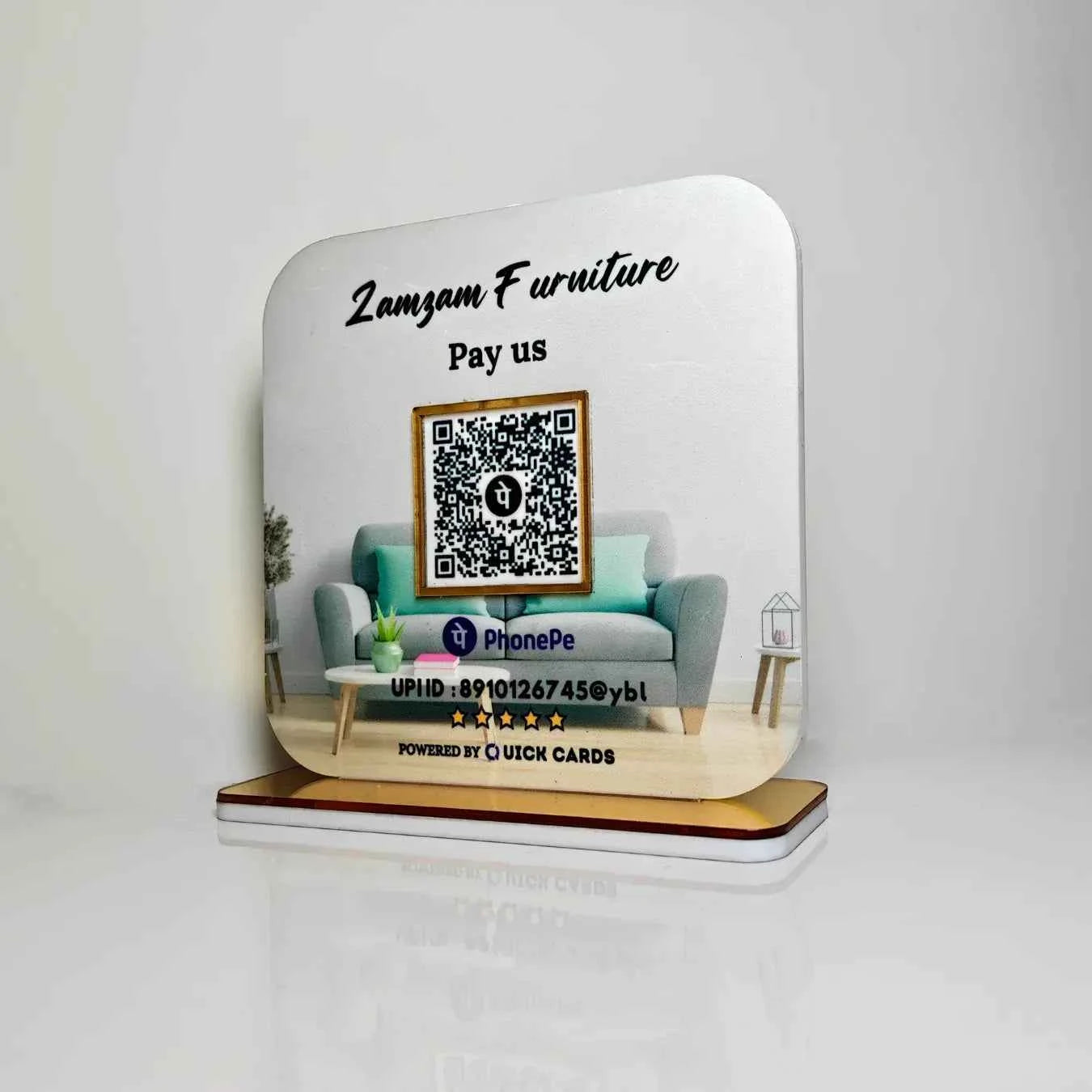 1 QR Payment Stand for Businesses, Phonepe, Paytm, Google Pay - Quick Cards