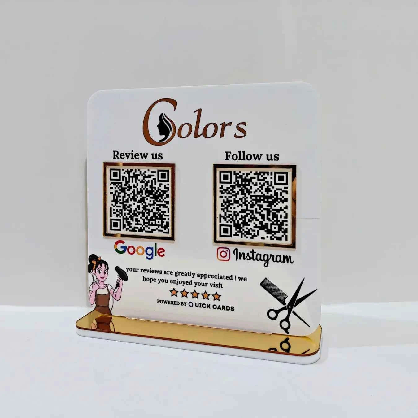 2 QR White Acrylic Standee - Quick Cards