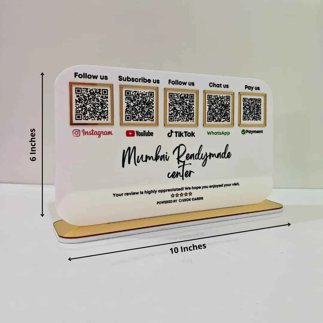 5 QR Horizontal White Digital Stand - Quick Cards
