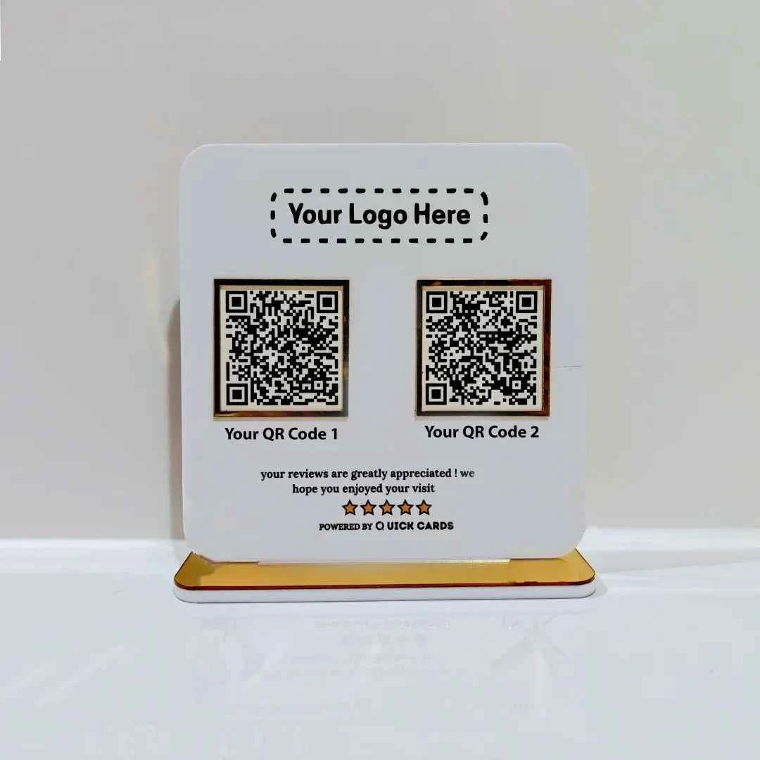 2 QR White Acrylic Standee - Quick Cards