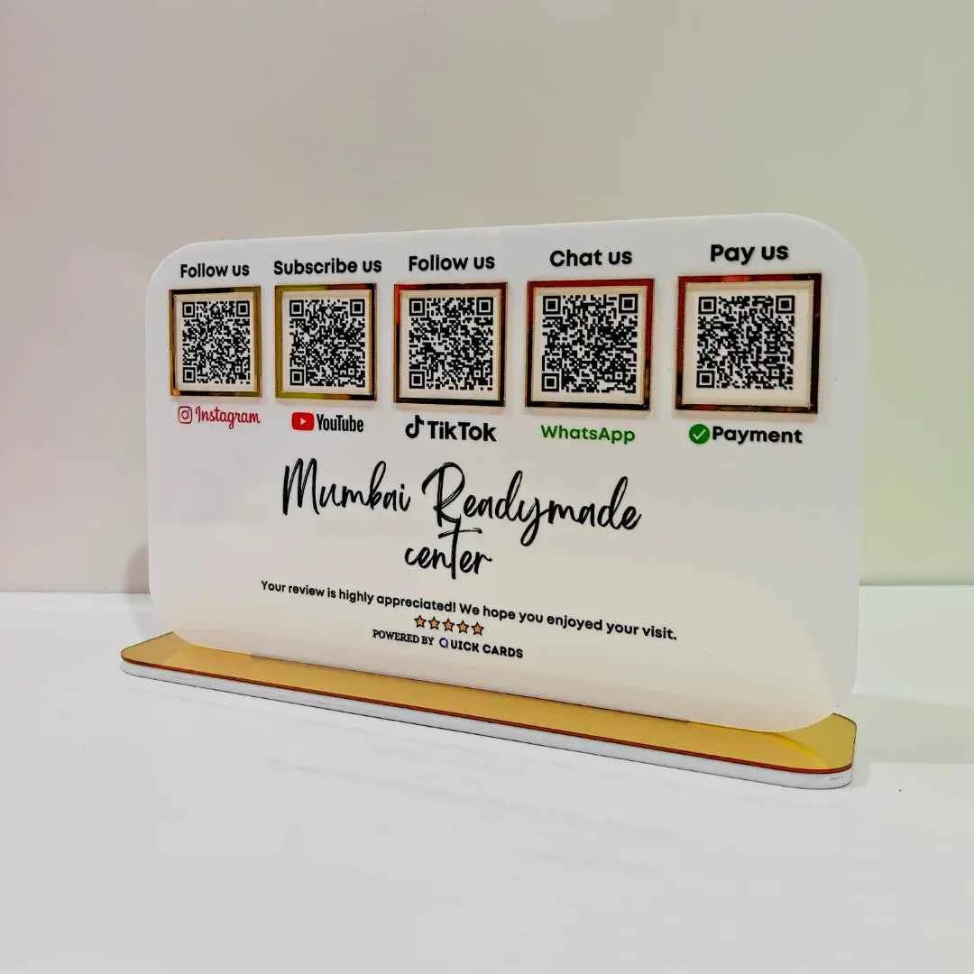 5 QR Horizontal White Digital Stand - Quick Cards