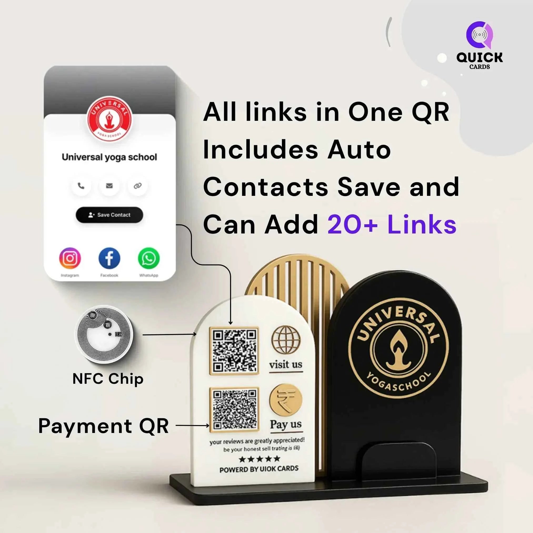 2 QR all in one Customized Premium Stand - Quick Cards