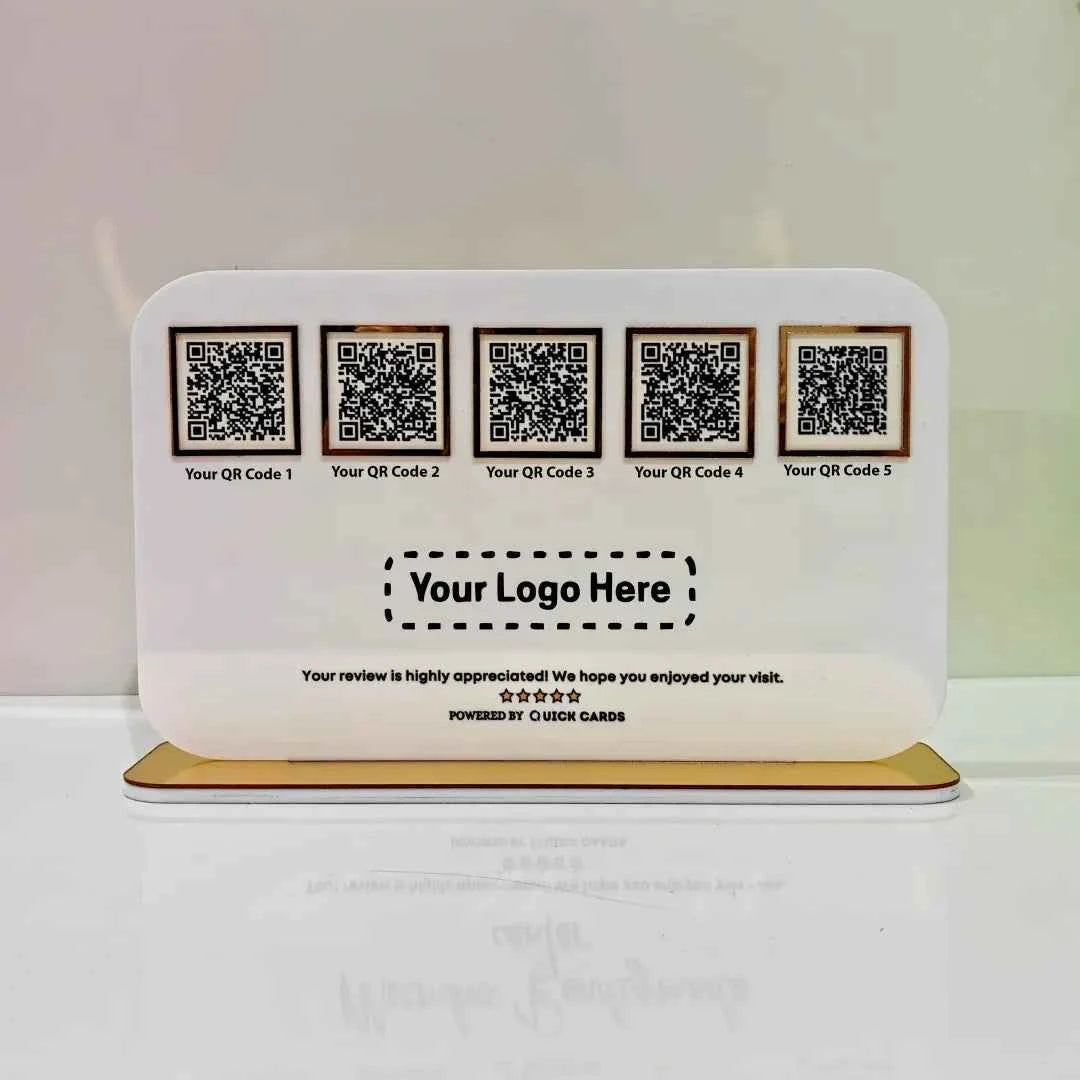 5 QR Horizontal White Digital Stand - Quick Cards