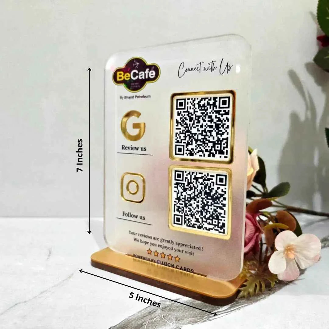 2 QR semi transparent Premium standee - Quick Cards