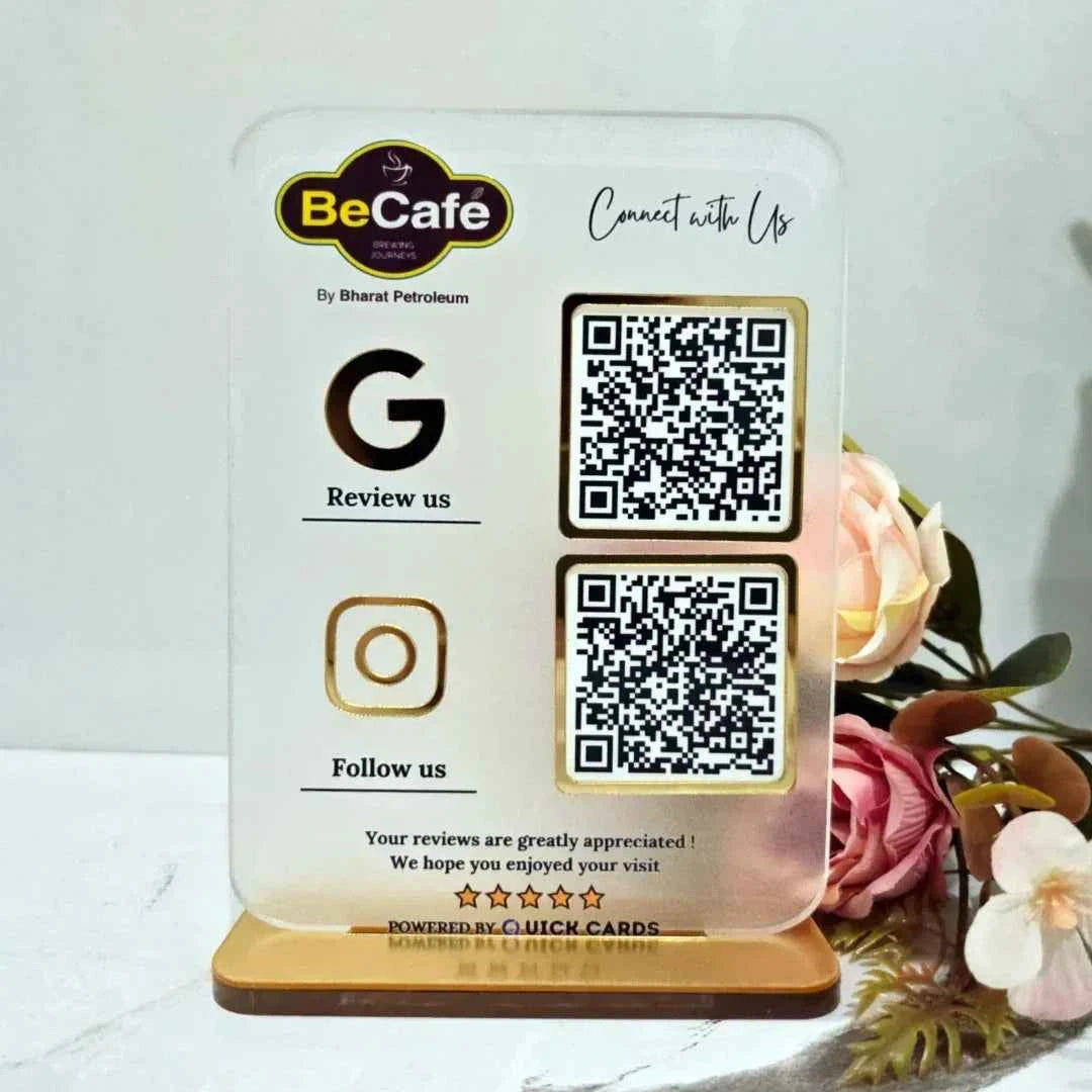 2 QR semi transparent Premium standee - Quick Cards
