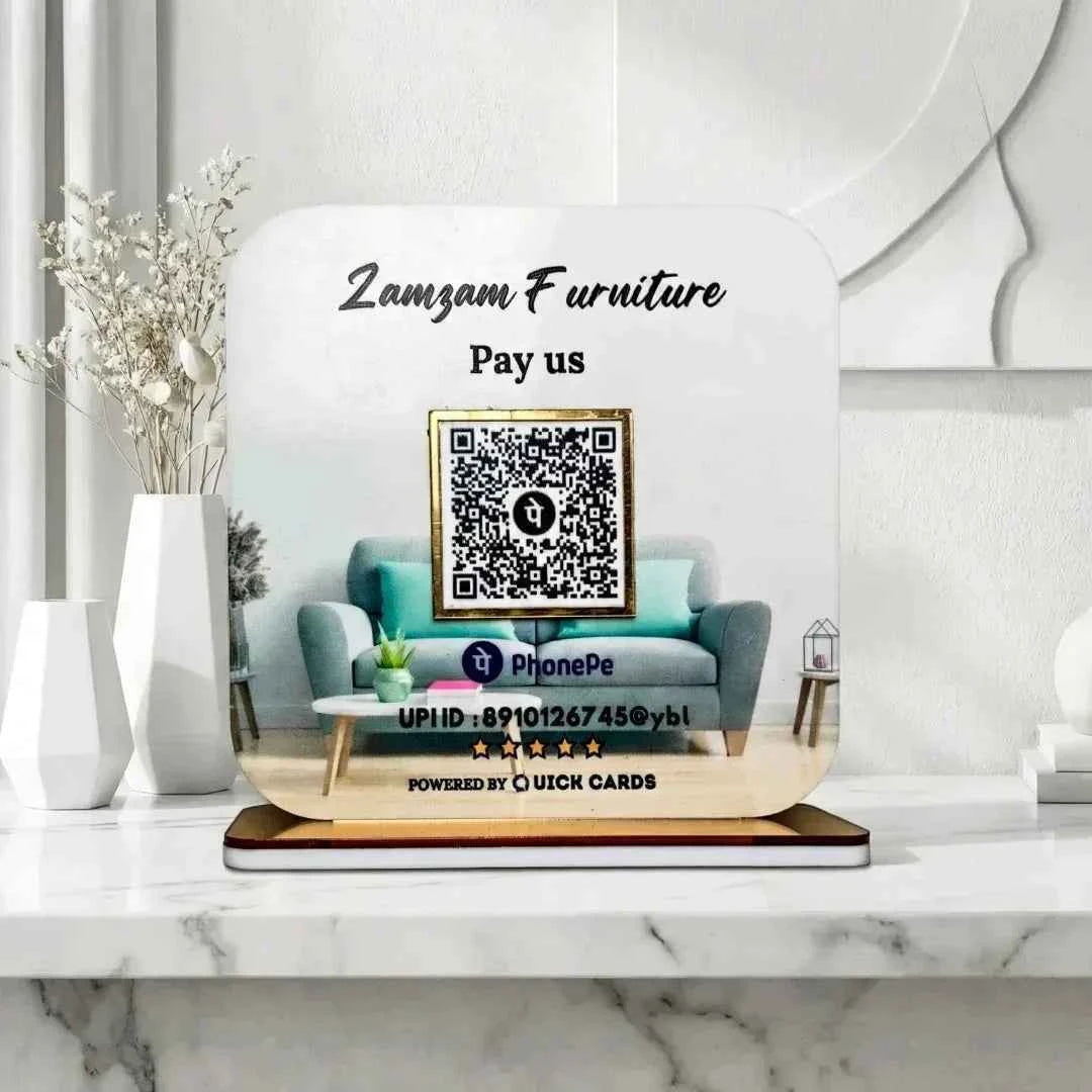 1 QR Payment Stand for Businesses, Phonepe, Paytm, Google Pay - Quick Cards