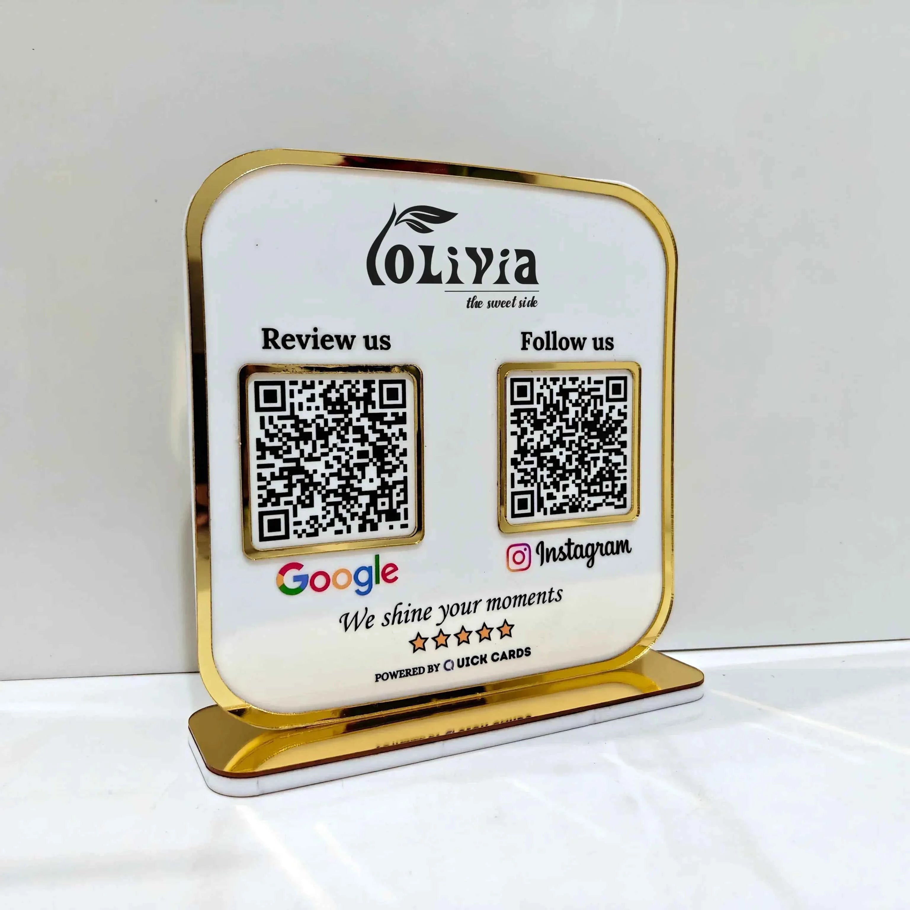 Premium 2 QR  Stand with Golden border - Quick Cards