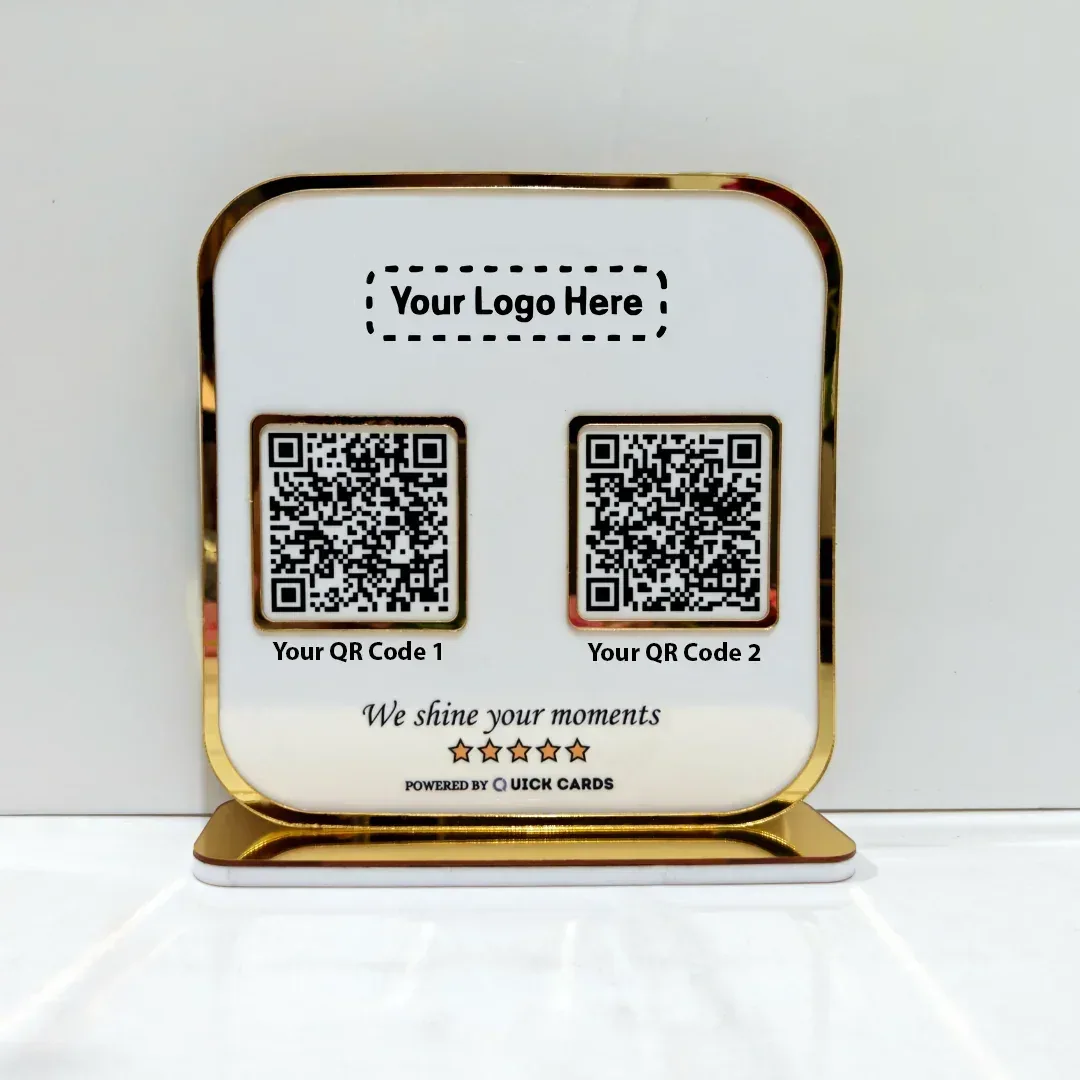 Premium 2 QR  Stand with Golden border - Quick Cards