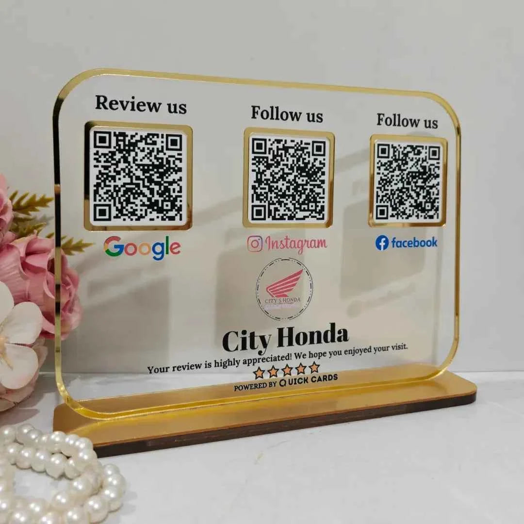Premium 3 QR White Transparent with Golden Finish
