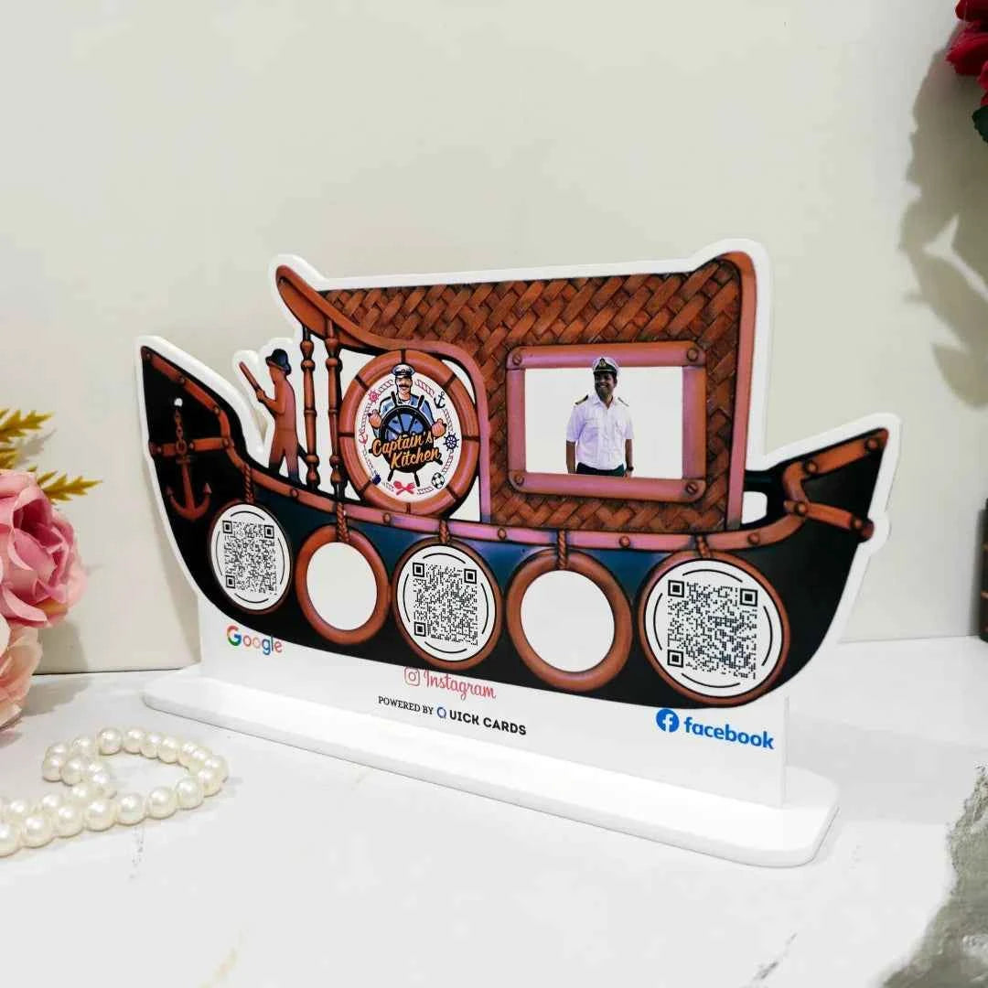 3 QR boat Shape Standee