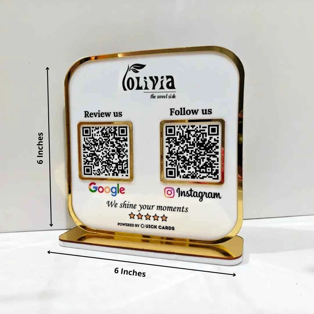 Premium 2 QR  Stand with Golden border - Quick Cards