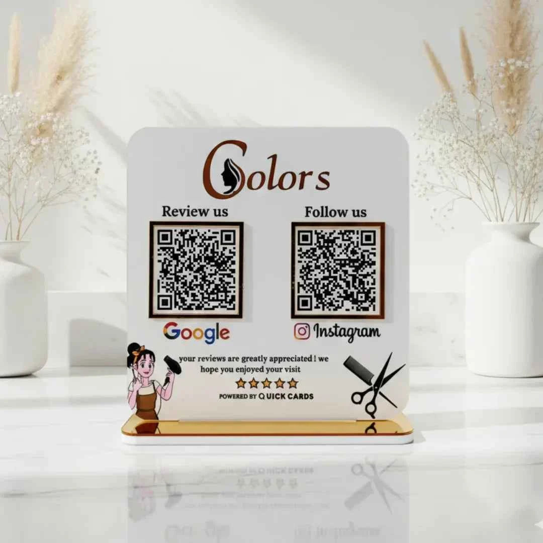 2 QR White Acrylic Standee - Quick Cards
