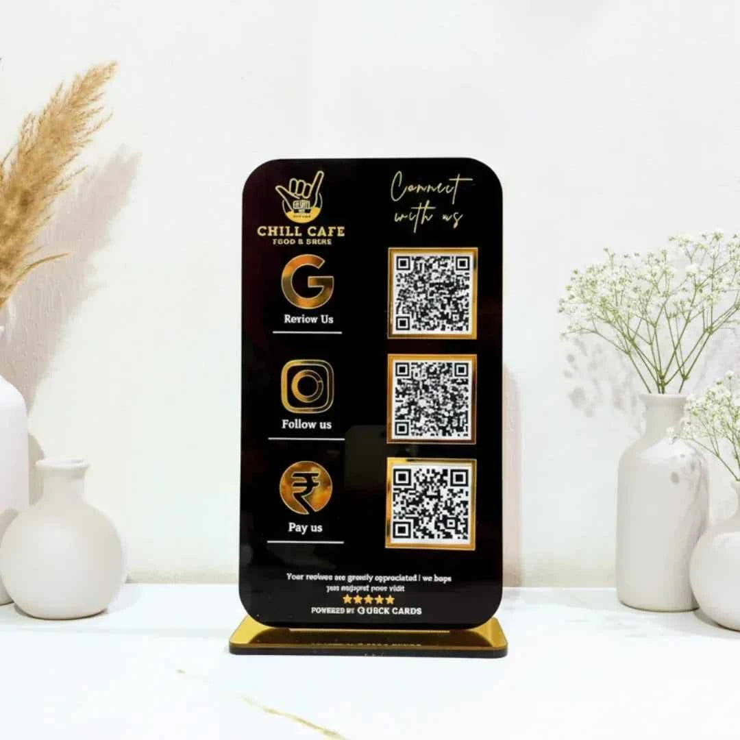 3 QR Vertical Black Standee - Quick Cards
