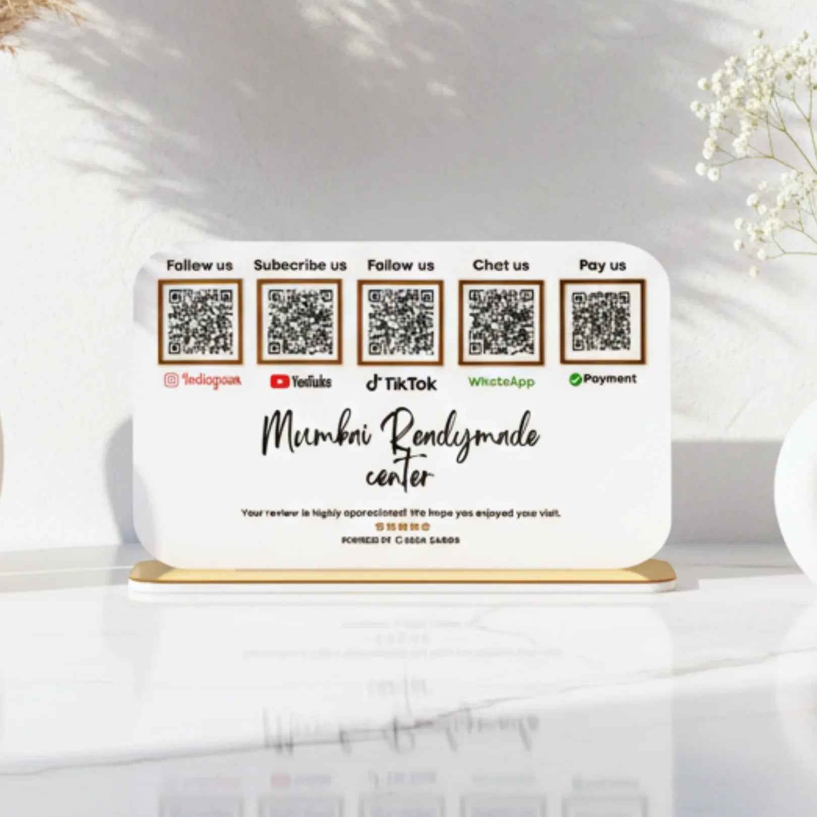 5 QR Horizontal White Digital Stand - Quick Cards