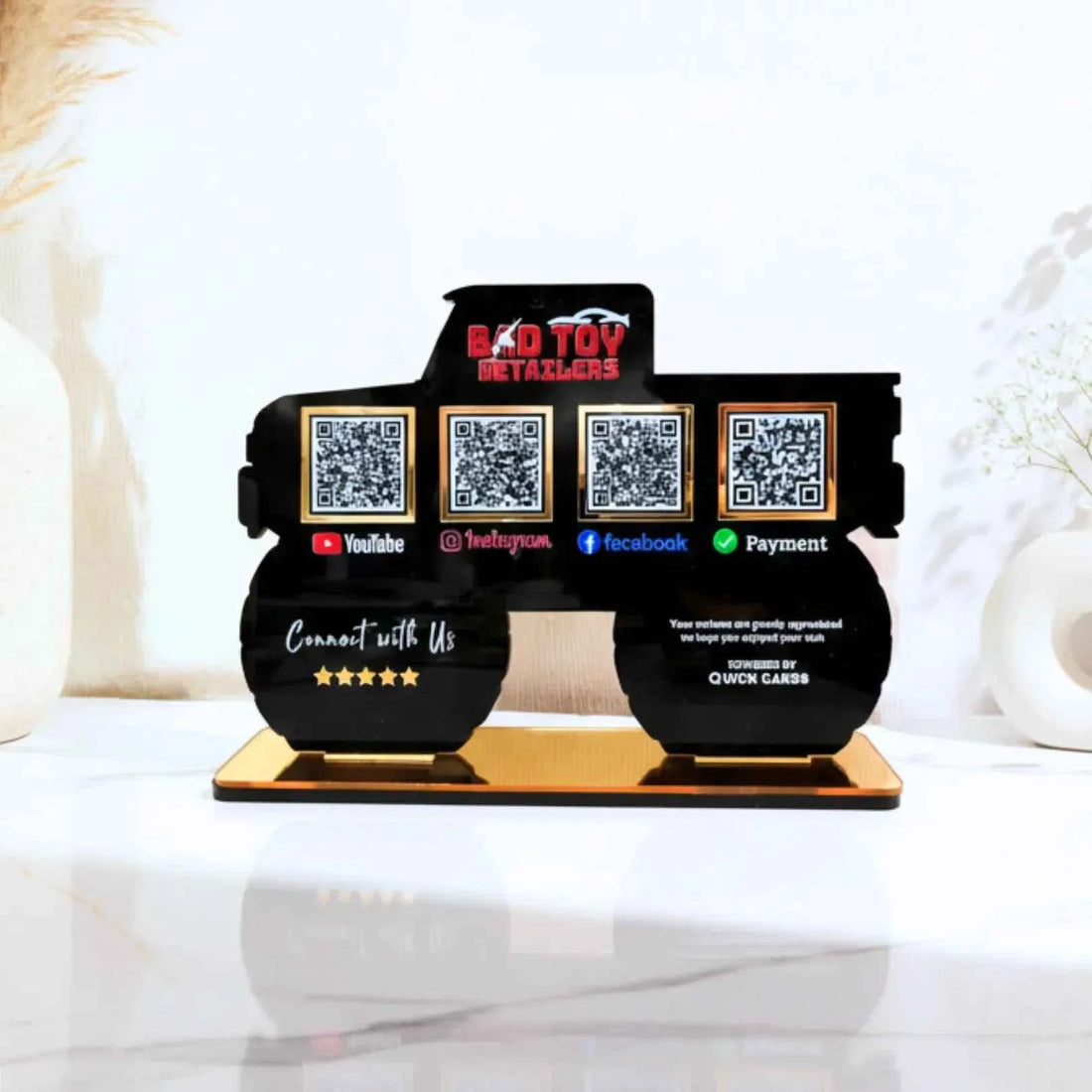 4 QR Premium Black Car shape Standee - Quick Cards