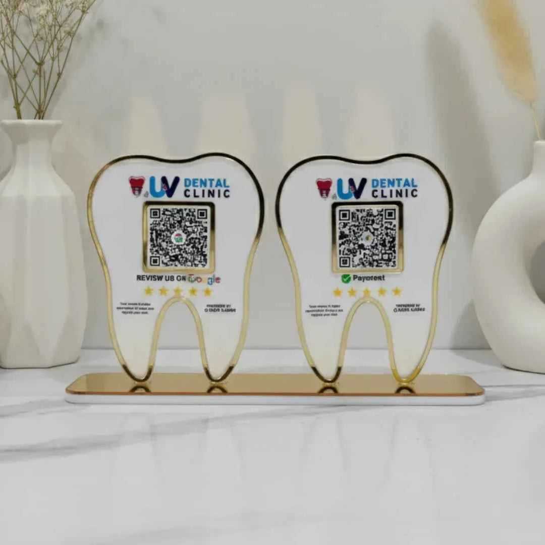 2 QR tooth Shape Standee